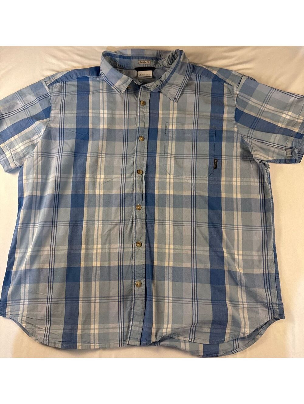 Columbia Sportswear Regular Fit Blue Plaid Button-Up Shirt -